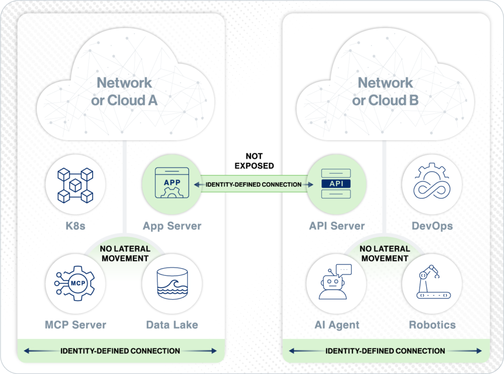Identity-defined connections between services and APIs, MCP Servers, AI agents , networks and cloud services.